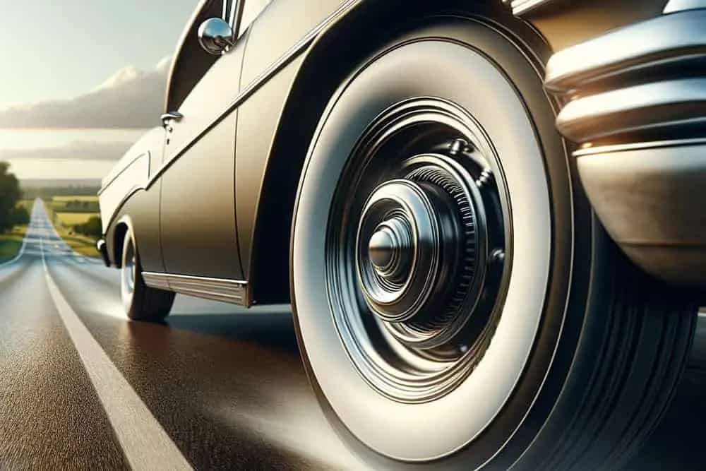 Particular de un neumatico de banda blanca