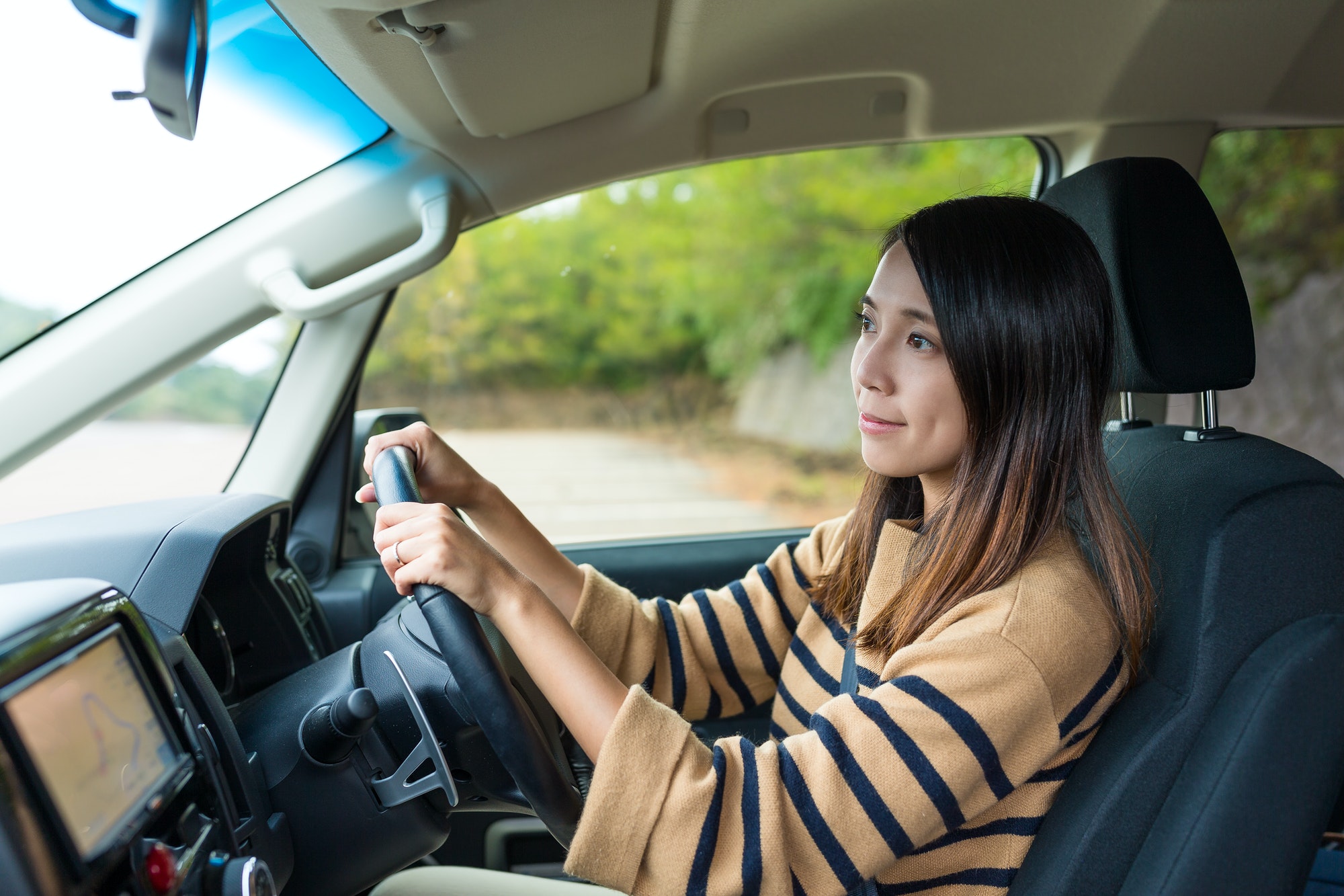 Woman driving car