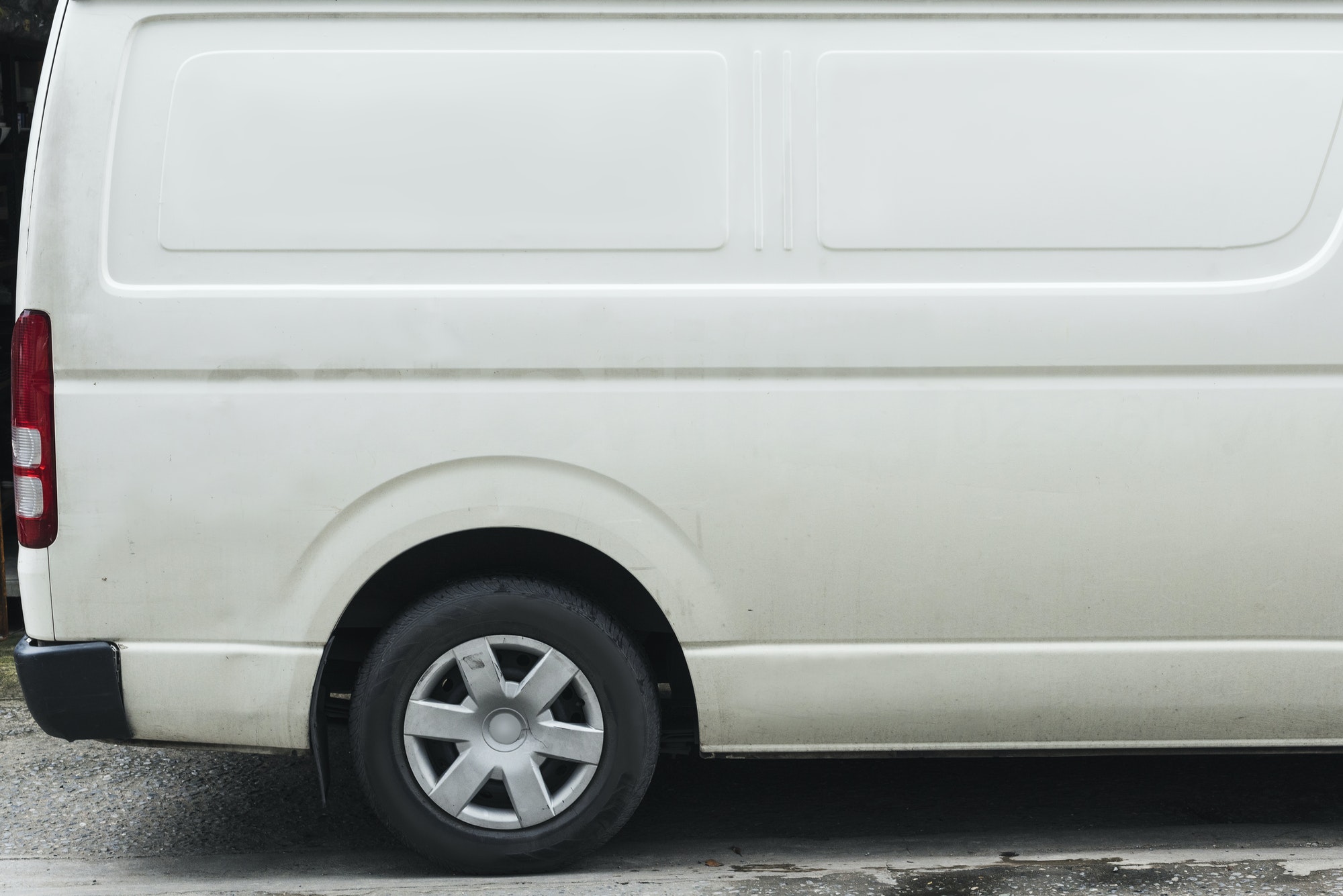 Close up of a white van mockup