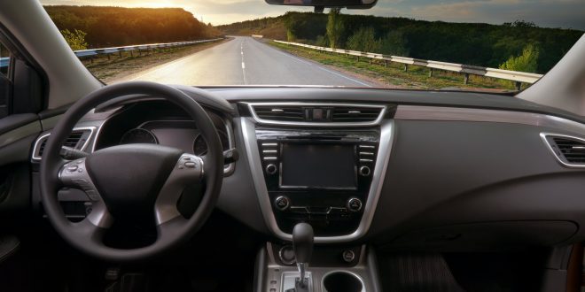 Dashboard inside car.