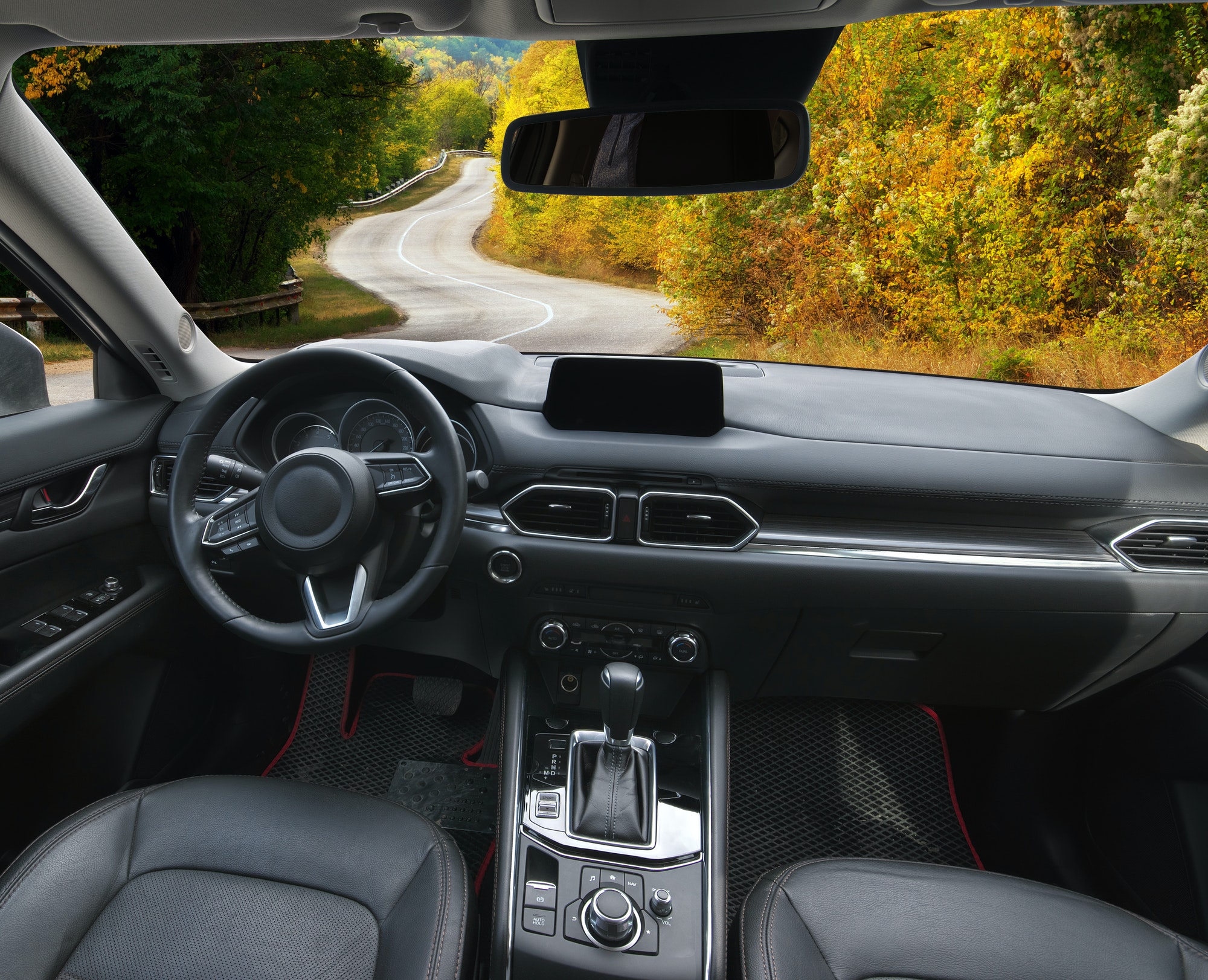 Dashboard inside car.