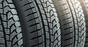 Detail of new winter tires for car with deep rubber patter to increase adhesion