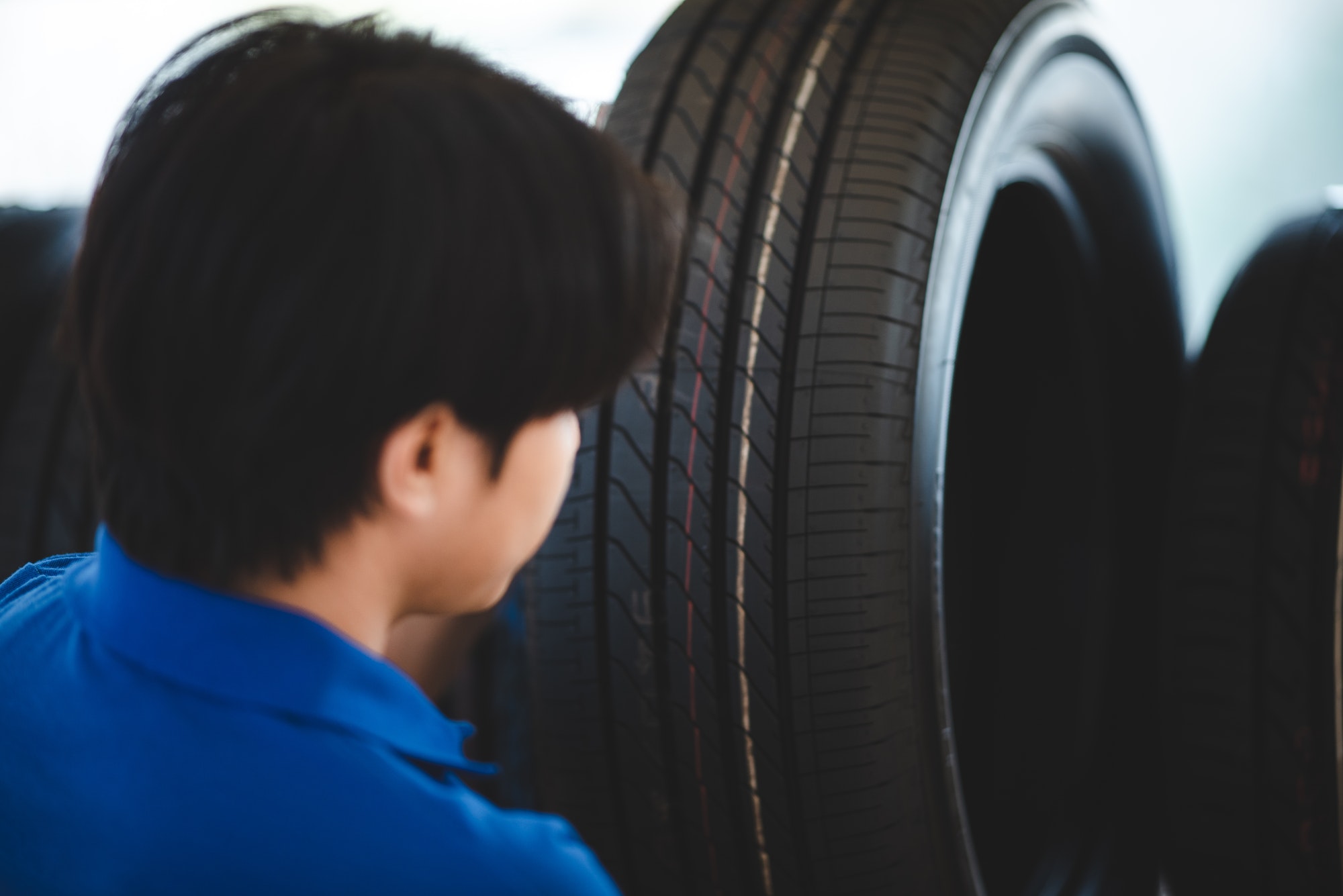 detail stack of new car tire automotive, rubber wheel car for automobile