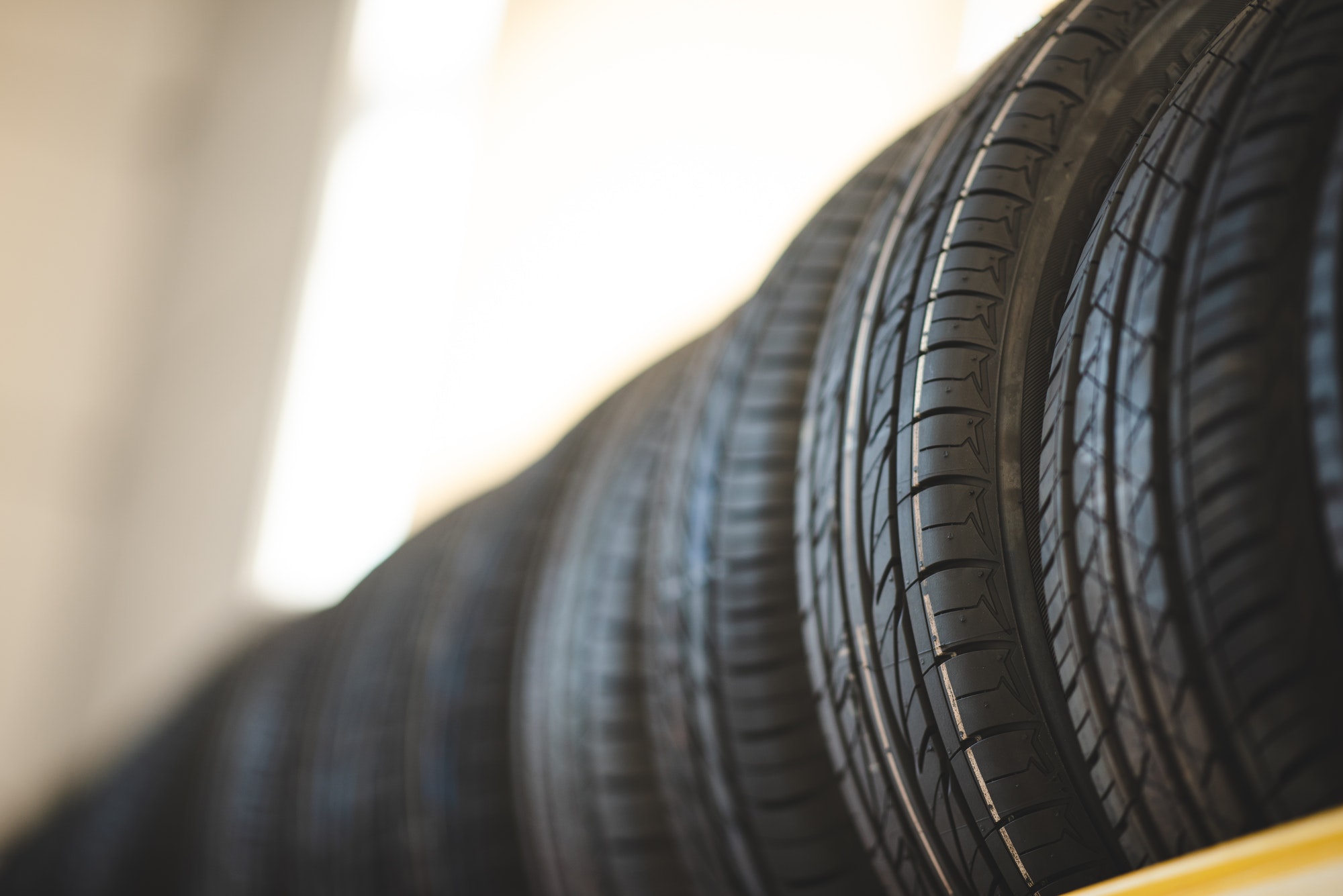 detail stack of new car tire automotive, rubber wheel car for automobile transportation