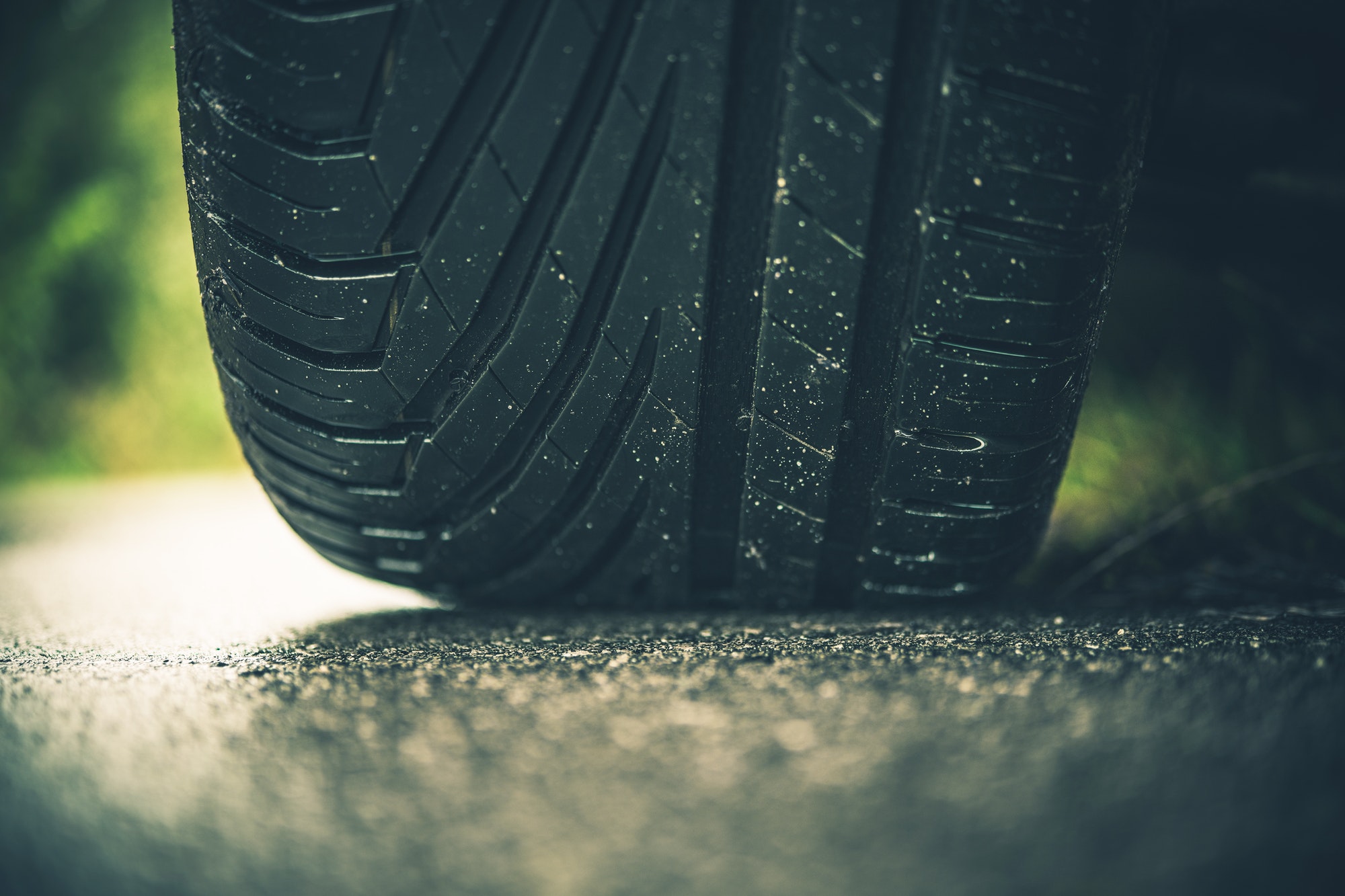 Modern Car Tire on the Road