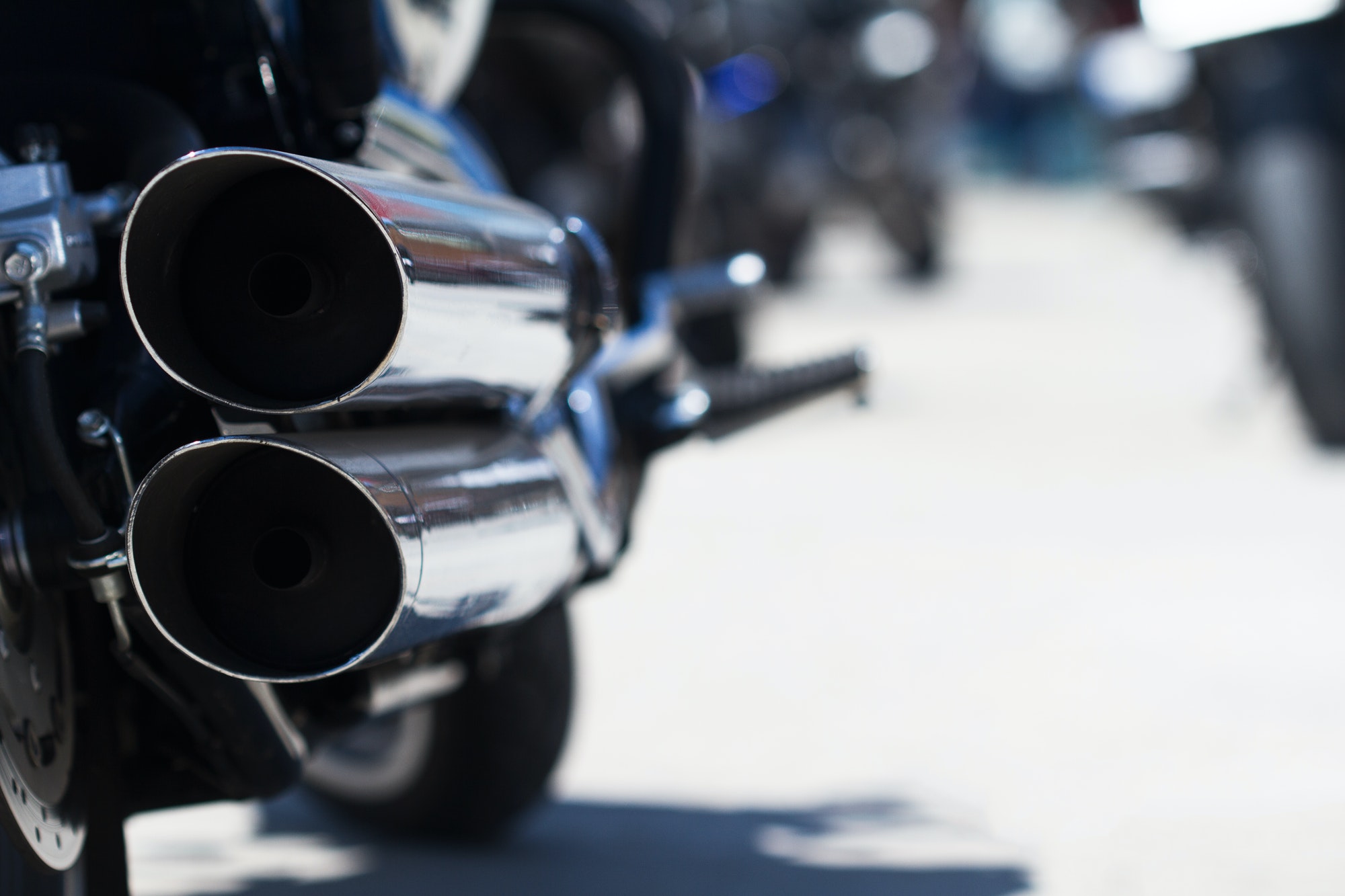 motorcycle rear exhaust pipes detail