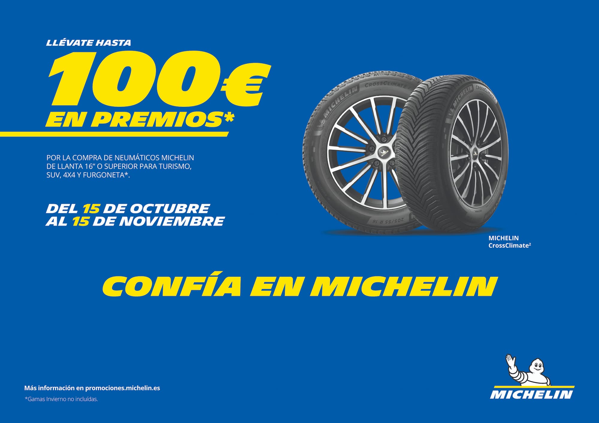 Compra neumáticos Michelin y llévate hasta 100€ en regalos