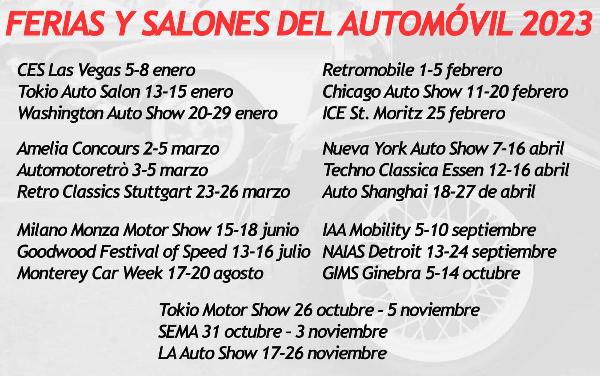 Todas las ferias y salones del automóvil 2023