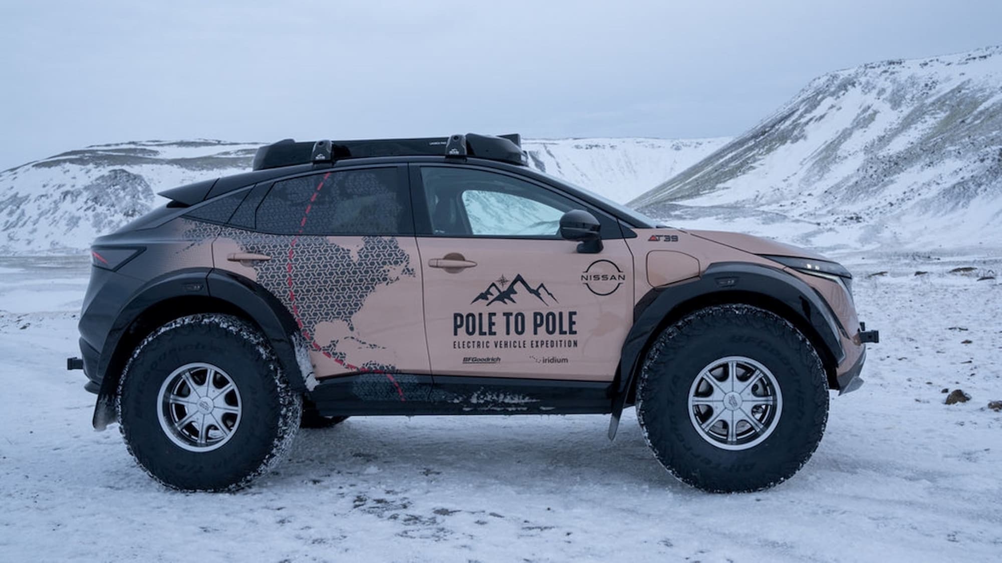 Nissan Ariya, el coche que irá de Polo a Polo con neumáticos BFGoodrich de 39″