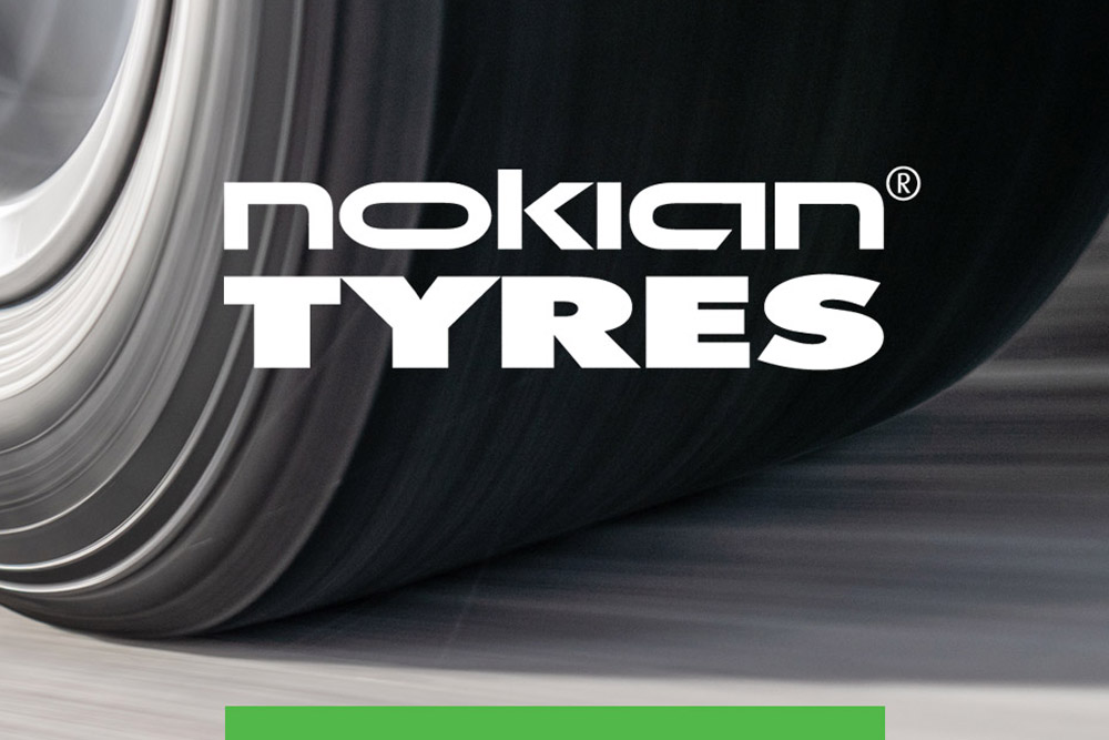 Logo de Nokian con un neumático detrás