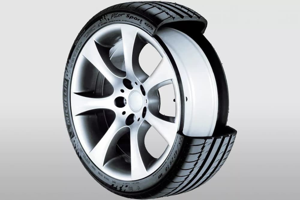 interior de una llanta runflat de Michelin