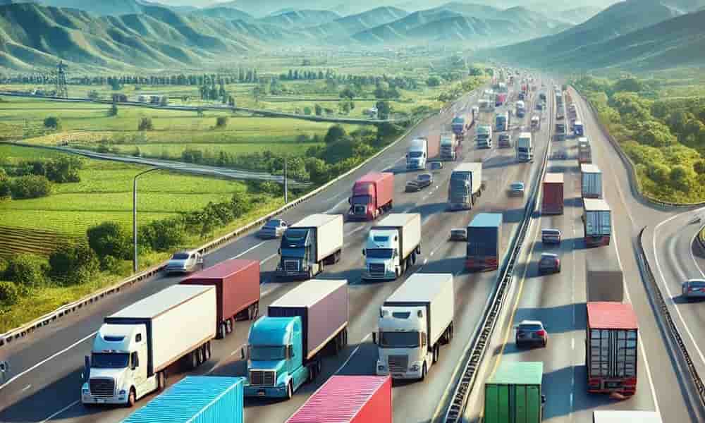 Varios camiones en una carretera