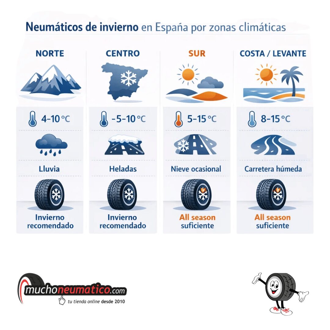 Comparativa de neumáticos de invierno en carretera nevada española