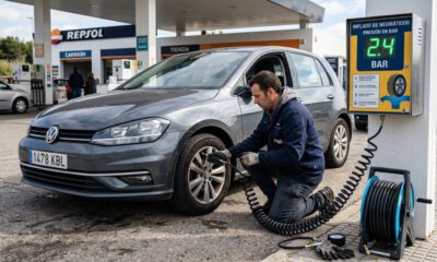 inflado de aire en gasolinera