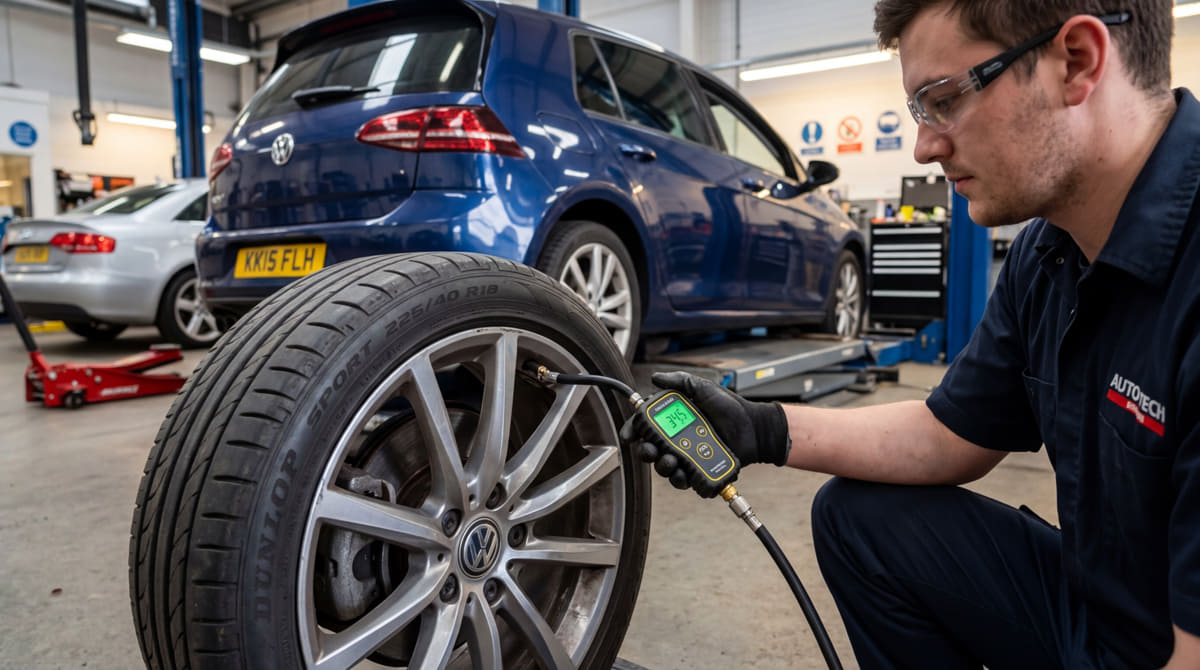 mecanico comprobando la presion