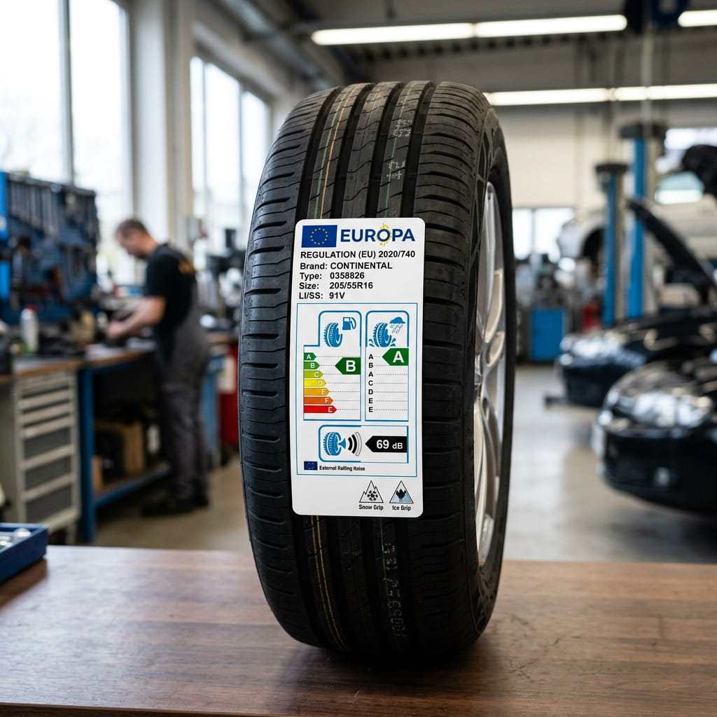 etiqueta europea de neumáticos con agarre en mojado eficiencia y ruido