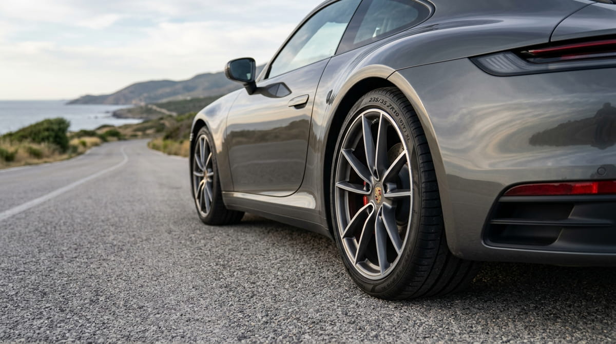 neumaticos-235-35-R19-en-coche-deportivo-circulando-por-carretera