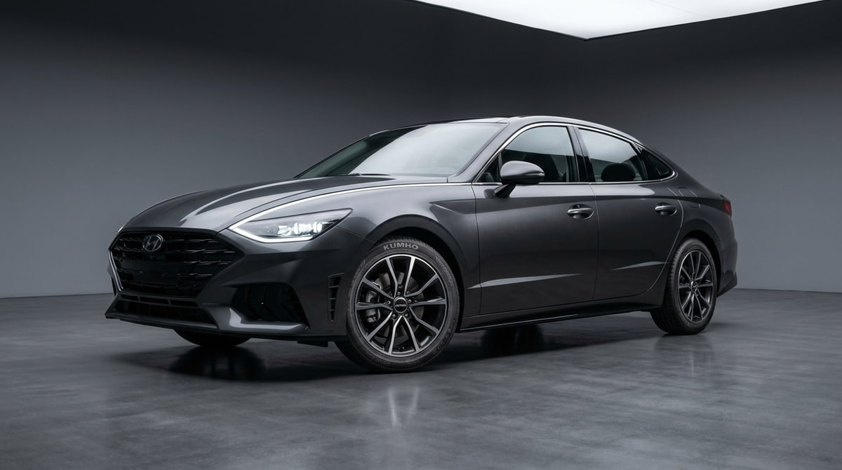 Coche en estudio con neumáticos Kumho Ecsta HS52 destacando diseño y calidad premium.