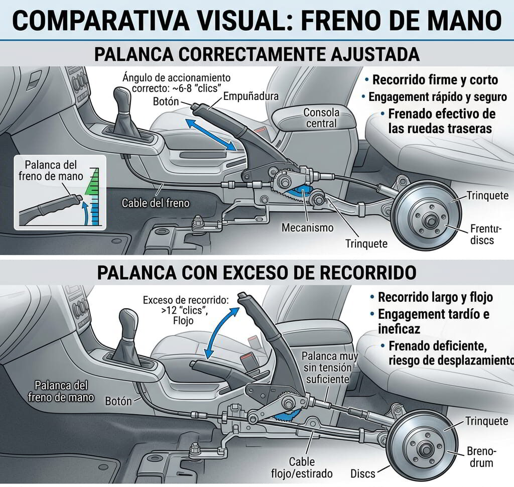 Comparativa técnica de desgaste y corrosión en el sistema de freno de estacionamiento.