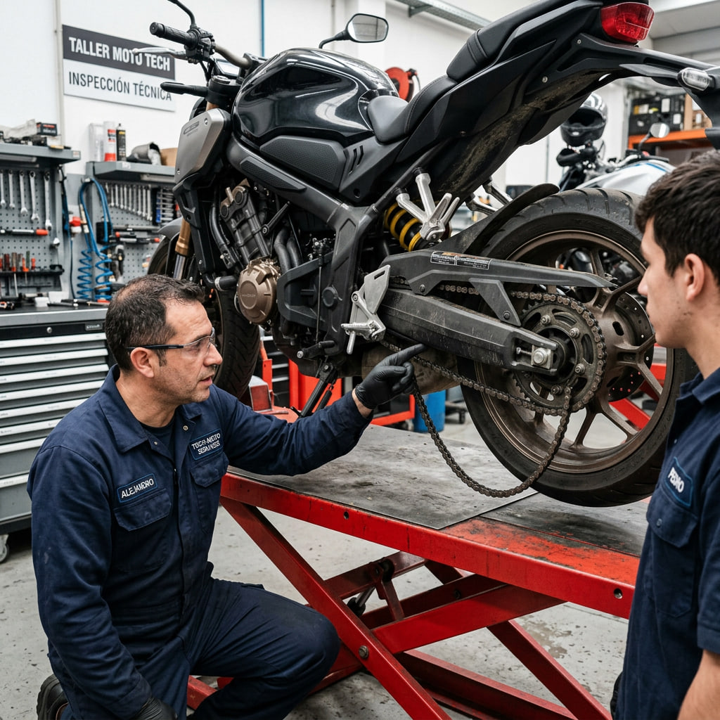 Una tensión cadena moto insuficiente puede provocar ruidos, tirones e incluso que la cadena salte de los piñones. Detectar estos síntomas a tiempo es fundamental para evitar accidentes y averías graves.