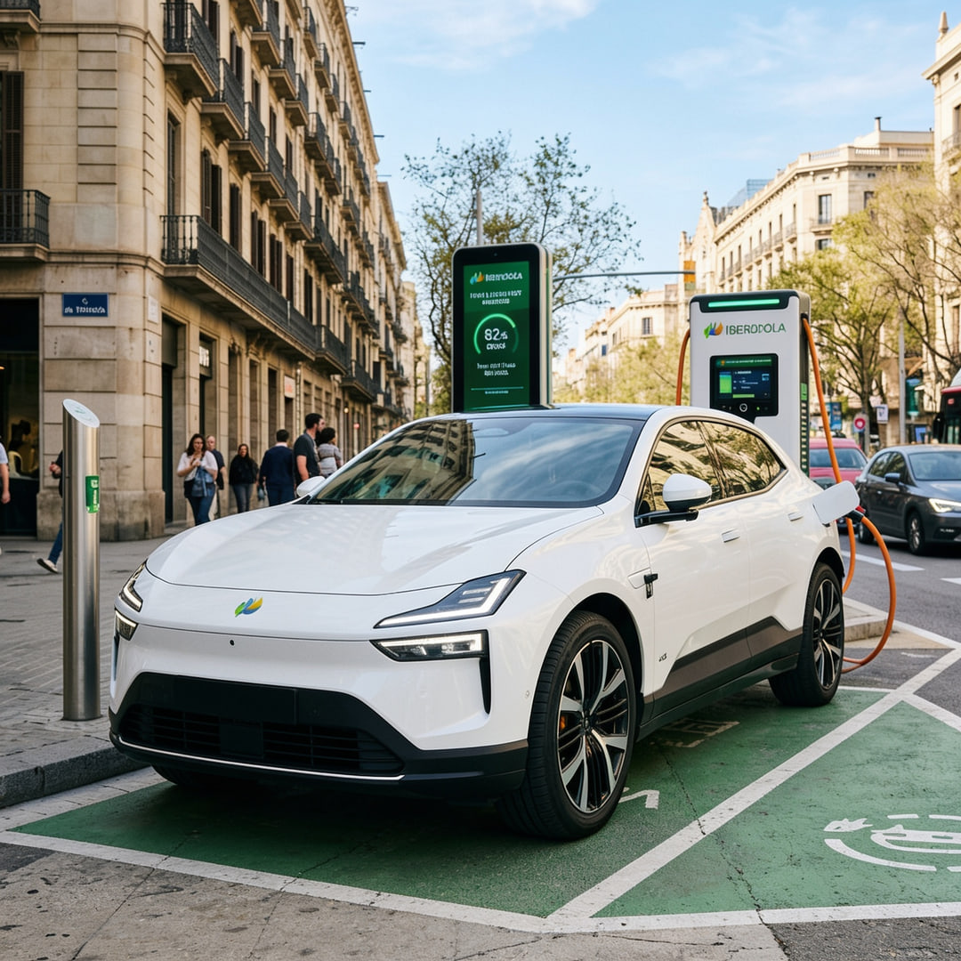 Vehículo eléctrico con neumáticos Antares Ingens EV durante recarga.