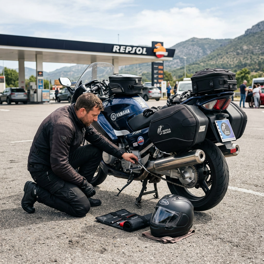 Comprobar la tensión cadena moto antes de una ruta o viaje largo permite detectar posibles problemas de desgaste y garantizar una conducción más segura y fiable durante todo el trayecto.