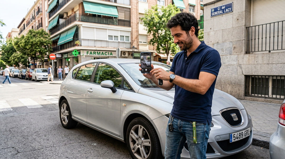 Persona fotografiando un coche para anunciar su venta online.