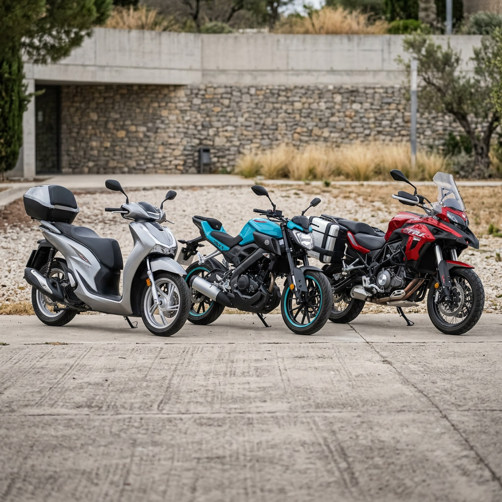 Comparativa visual entre los principales tipos de motocicletas de 125 cc disponibles para conductores con permiso B.