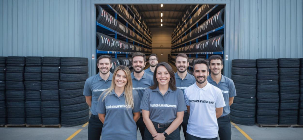 Equipo de Muchoneumático trabajando en almacén