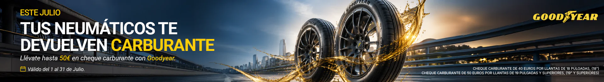 Promocion Goodyear Verano 2026 hasta 50 euros en carburante